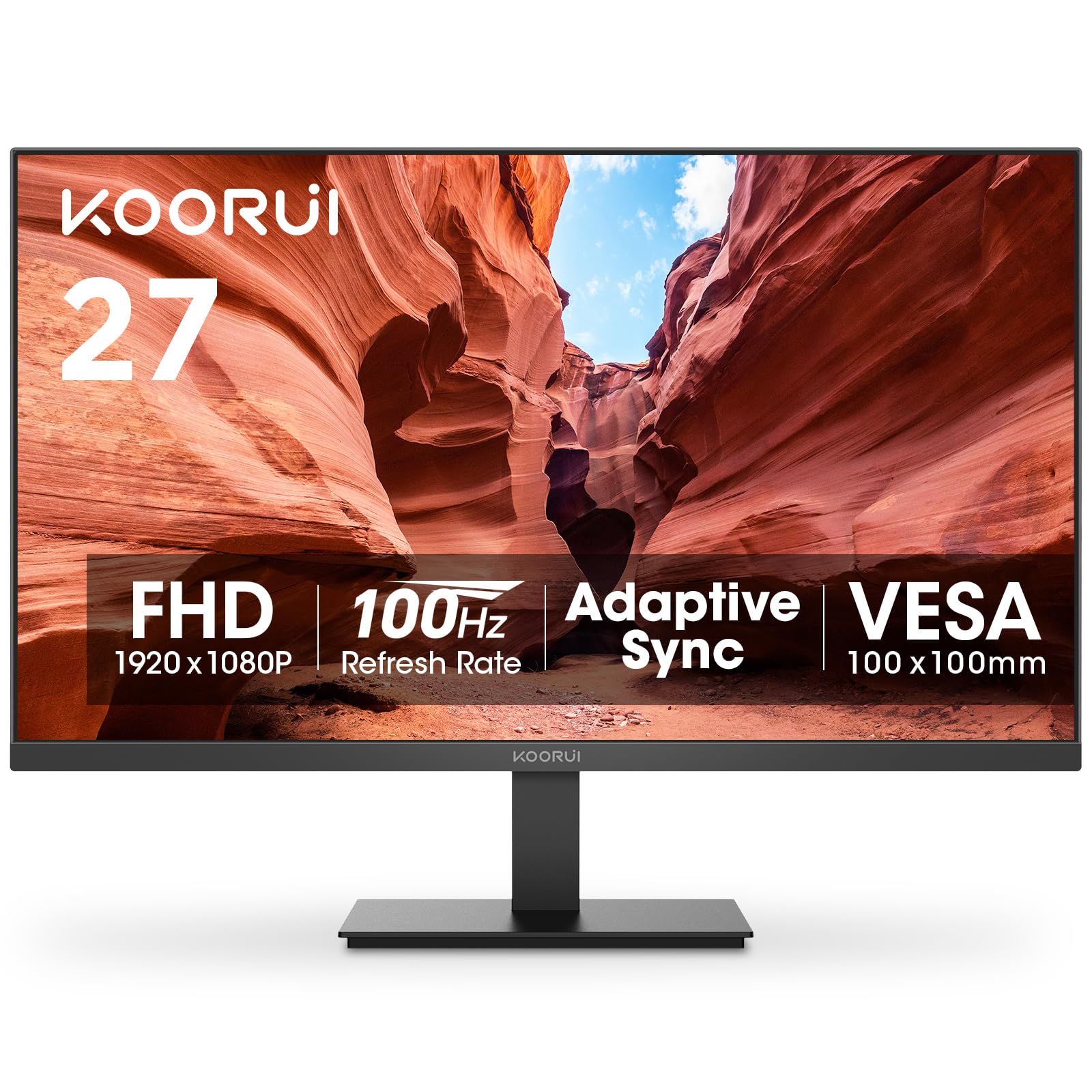 KOORUI 27 Inch Monitor, Full HD 1080P 100Hz Computer Monitor, IPS